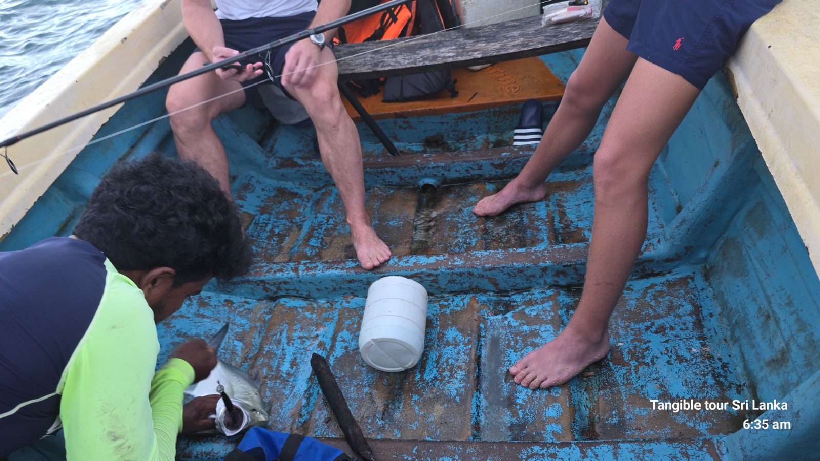 Deep sea fishing from a boat off Tangalle, Sri Lanka